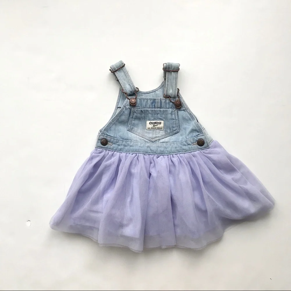 Oshkosh Lavender Tutu Denim Vestbak Jumper vGUC 2T